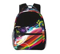 Colorful Music Print Casual Daily Bookbag, 20 * 29 * 40cm Durable Basic Backpack For Travel And Vacation Classics Daypack