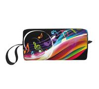Colorful Music Print Foam Padded Cosmetic Case Simple Organizer Pouch Lightweight Travel Bag for Space Saving