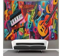 Colorful Music Theme Tapestry Bedroom Aesthetic - Indie Wall Room Decor Abstract Painting Wall Hanging,Wall Art 180cmx230cm