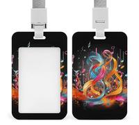 Colorful Musical Note Badge Holder with Lanyard, Vertical ABS Plastic ID Card Holder Fashion Name Badge Holders Office ID Card Protector for Teacher Nurse Employee Security Staff