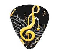 (Colorful Musical Note) Guitar Picks Set Of 12 With Transparent Plastic Box For Bass Electric And Acoustic Guitars Ukulele