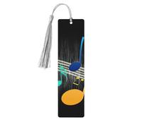 Colorful Musical Note Print 5pcs Wooden Bookmarks with Tassels, Reading Page Markers Book Marks, Gifts for Men Women