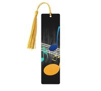 Colorful Musical Note Print 5pcs Wooden Bookmarks with Tassels, Reading Page Markers Book Marks, Gifts for Men Women