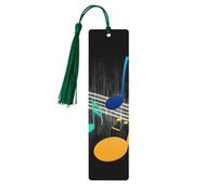 Colorful Musical Note Print 5pcs Wooden Bookmarks with Tassels, Reading Page Markers Book Marks, Gifts for Men Women