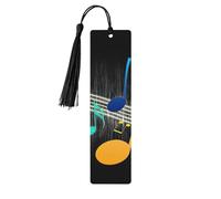 Colorful Musical Note Print 5pcs Wooden Bookmarks with Tassels, Reading Page Markers Book Marks, Gifts for Men Women
