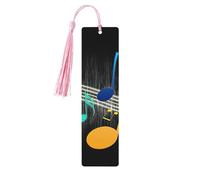 Colorful Musical Note Print 5pcs Wooden Bookmarks with Tassels, Reading Page Markers Book Marks, Gifts for Men Women