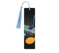 Colorful Musical Note Print 5pcs Wooden Bookmarks with Tassels, Reading Page Markers Book Marks, Gifts for Men Women