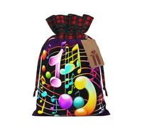Colorful Musical Note Print Festive Christmas Drawstring Gift Bags For Xmas Decorative Present Wrapping Needs