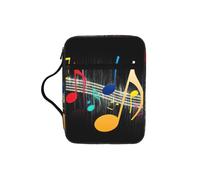 Colorful Musical Note Print Large Bible Cover Case for Women,Bible Bag Bible Storage Bags with Zipper Pocket and Handle