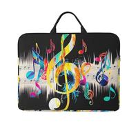 Colorful Musical Note Printed Laptop Sleeve 14 inch Protective Case, Waterproof Computer Case Bag with Handle for Men and Women