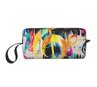 Colorful Musical Note Printed Travel Makeup Bag Portable Cosmetic Bag Makeup Case Toiletry Handbag Organiser for Women