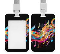 Colorful Musical Note Sliding Id Badge Holder Heavy Duty Waterproof Badge Clip Plastic Key Card Work Holder Case Vertical Sleeve Pocket for Teacher Student