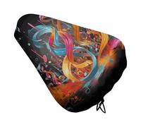 Colorful Musical Note Waterproof Bike Seat Cushion with Drawstring for Women Men Soft Padded Bicycle Seat Cover for Comfort Wide Road Bike Saddles Universal Fit for Mountain Exercise