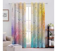 Colorful Musical Notes Blackout Curtain W 46" x L 54" Purple And Yellow Gradient Thermal Insulated Energy Saving Eyelet Room Darkening Curtains for Bedroom living room office 2 Panels