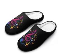 Colorful Musical Notes Breathable Slippers Women Slip On Winter Warm House Slippers Shoes Bedroom 11-12（42-43）