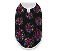 Colorful Musical Notes Dog And Cat Clothes Pet Summer Sleeveless T Shirt Basic Vest M
