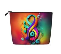 Colorful Musical Notes Fake Hemp Makeup Bag – Travel, and Daily Storage Essential – Reusable Cosmetic Bag, Zipper Pouch, Make-Up Tool, Black, One Size