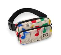 Colorful Musical Notes Fanny Pack for Women Men Waist Bag Belt Bag Adjustable Casual Bag for Travel Sports Hiking, white, 7.9x5.1inches