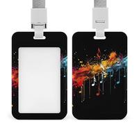Colorful Musical Notes Id Badge Holder with Lanyard, Clear Vertical Card Protector Waterproof, Breakaway Safety Neck Strap, Heavy Duty Name Tag Holder for Nurse Teacher Officer Staff Women Men