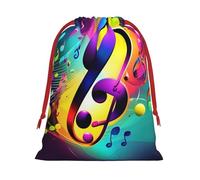 Colorful Musical Notes Print Functional Gift Storage Bag Eco-Friendly Comfortable Touch Outdoor Activities Use