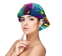 Colorful Musical Notes Print Sleeping caps for Women to Protect Hair, Comfortable Nightcap for Curly and Long Hair, Black, One size