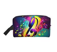 Colorful Musical Notes Print Travel Grooming Storage Bag, Reusable Makeup Storage Organizer, Bathroom Supplies