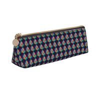 Colorful Musical Notes Print Triangular Pencil Case Cosmetic Pouch Stationery Organizer Travel Versatile Everyday