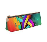 Colorful Musical Notes Print Triangular Pencil Case Stationery Organizer Pouch Daily Travel Office Accessory