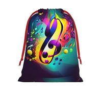 Colorful Musical Notes Super Soft Velvet Christmas Storage Bag Festival Promotion Annual Celebration and Daily Use
