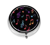 Colorful Musical Small Pill Box 3 Compartment Portable Pill Box for Purse Pocket Music Note Mini Medicine Organiser for Daily Vitamin Fish Oil Storage