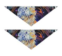 Colorful Mystic Tarot Astrology Lion Dog Grooming Bandanas Bulk Adjustable Bib Handkerchief Cute Pet Holiday Accessories Decor for Dogs Cats 2 Pack