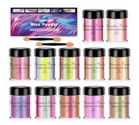 Colorful Nails Art Powder Collection 12 Dynamic Shades For Creative Epoxy Resin Projects Practical Saturated Pigment