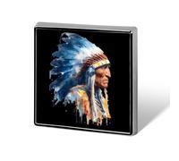 Colorful Native Chief Square Badge Pin Metal Memorial Brooch Button Lapel Pins for Backpack Wedding