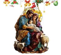 Colorful Nativity Scene Sun Catcher, Acrylic Christmas Window Ornaments, Colorful Nativity Light Catcher, Hand-Painted Stained Glass Decor, Religious Christmas Decor Artistic