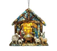Colorful Nativity Scene Sun Catcher, Hand-Painted Acrylic Christmas Window Ornament, Beautiful Stained Glass Light Catcher, Perfect for Home and Church Celebrations During the Festive Season