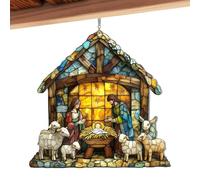 Colorful Nativity Scene Sun Catcher, Hand-Painted Acrylic Christmas Window Ornament, Beautiful Stained Glass Light Catcher, Perfect for Home and Church Celebrations During the Festive Season