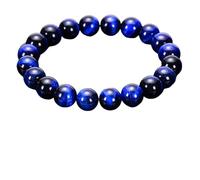 Colorful Natural Stone Agate Beaded Couple Bracelets Volcanic Stone Adjustable Bracelet(Blue-40-10mm)