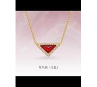 Colorful natural stone triangle full diamond old money style necklace light luxury high-end sense simple exquisite clavicle chain versatile temperament