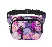 Colorful Nature Flower Square Double-Layer Waist Bag with All-Over Print,Durable Twill Fabric, Multi-Pocket Fanny Pack for Outdoor Sports Travel