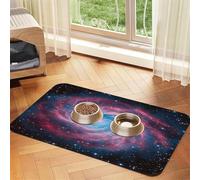 Colorful Nebula in The Universe Pet Food Mat 17.2x11.81in Absorbent Non-Slip PU Leather Feeding Mat for Dogs Cats Rubber Bottom Fast Drying Rollable Pet Bowl Placemat