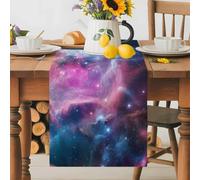 Colorful Nebulae Table Runner 16x72 Inches Long Abstract Shiny Gradient Pink Blue Purple Cosmos Sky Star Cotton Linen Table Runner Burlap Style for Dinner Table Party Decor Tabletop Decorations