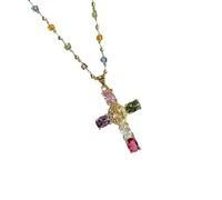 Colorful Necklace Pendant Unisex Beads Texture Neck Jewelry Charm For Fashion Enthusiasts Stylish Faith Expression