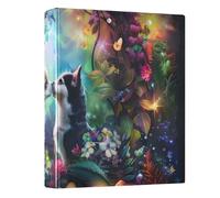 Colorful Neon Flower Dog 3 Ring Binder 1.5 Inch Round Ring Binder View Binder Holds 200 Documents for Home School Office Use
