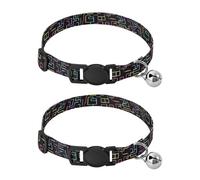 Colorful Neon Geometric Black Kitten Collar 2 Pack Pet Collars for Cats Adjustable 10.6 to 17.1 Inches