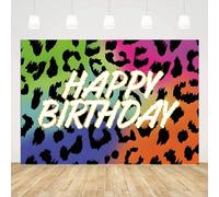 Colorful Neon Glow Birthday Photography Backdrop Paint Splatter Graffiti Hip Pop Party Background Rainbow Leopard Print Pattern 300x200CM