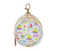 Colorful Neon Green Seagull Birthday Coconut Tree Newborned Boy Pacifier Holder Case Portable Key Chain Wallet, Small Item Storage pouching Tapas para chupones de
