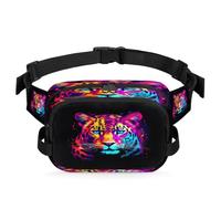 Colorful Neon Leopard Jaguar Fanny Pack for Women Men, Waterproof Waist Bag with Adjustable Strap Dual Zippers, Lightweight Crossbody Chest Bag for Running Hiking Sports