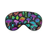 Colorful Neon Mushrooms Sleep Mask for Women Men Soft Eye Masks Adjustable Blindfold Sleeping Shade Cover 8 X 4 Inch