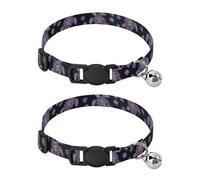 Colorful Neon Sea Turtles Breakaway Cat Collars with Bell 2 Pack Cat Collars Adjustable 10.6 to 17.1 Inches