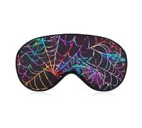 Colorful Neon Spider Web Halloween Sleep Mask for Women Men Soft Eye Masks Adjustable Blindfold Sleeping Shade Cover 8 X 4 Inch